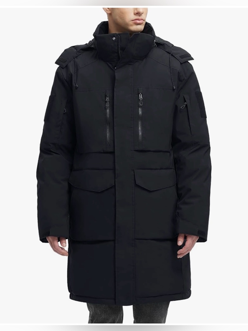 Men's Black Insulated Parka Jacket